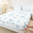 thumbnail image 3 of Feelyou Blue Princess Bowknot Full Size Sheets, Cartoon Ribbon Bed Sheets, 4-Piece, 3 of 7