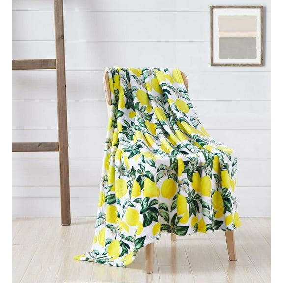 Serafina Home Lemon Throw Blankets: Soft Plush Accent for Sofa Couch Chair Bed Dorm or Travel