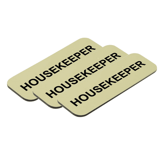 Housekeeper 1 x 3" Name Tag/Badge, Brushed Gold, (3 Pack)