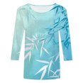 thumbnail image 6 of Womens 2025 Fall 3/4 Sleeve Crew Neck Blouse Fashion Print Casual Loose Fit Shirt Top, 6 of 6