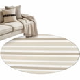 thumbnail image 2 of Beige Brown Round Living Room Rugs 3.3 ft, White Stripe Washable Area Rug with Non-Slip Sturdy Edge Binding Round Front Door Mat Floor Carpet for Entryway, 2 of 9