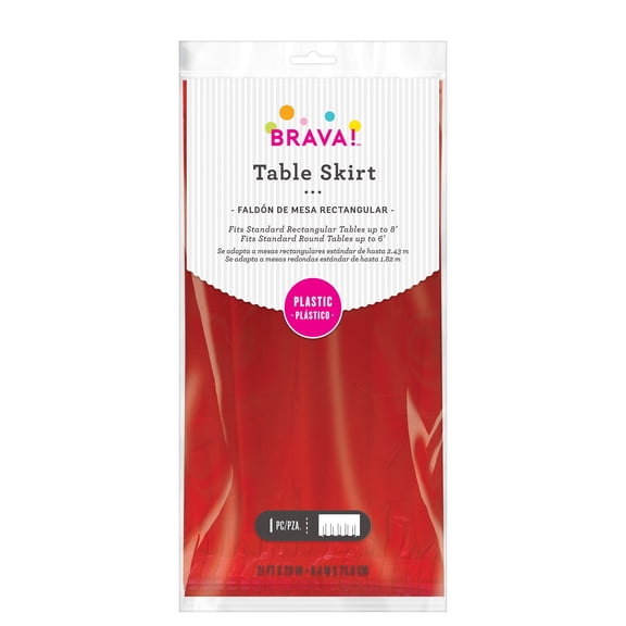 Amscan Plastic Table Skirts, Apple Red, 21’ x 29", Pack Of 2 Skirts