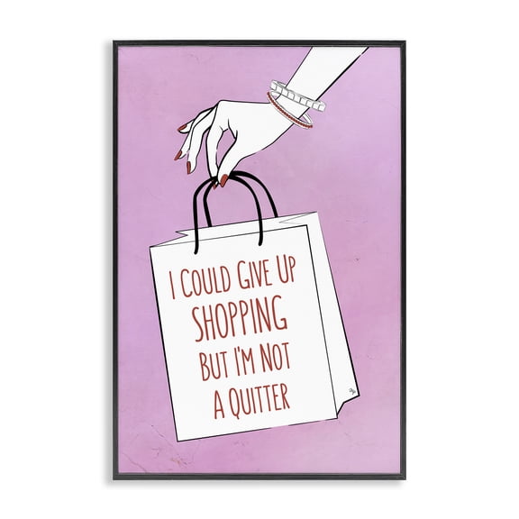 Stupell Industries Not A Quitter Shopping Black Framed Giclee Art, design by Martina Pavlova