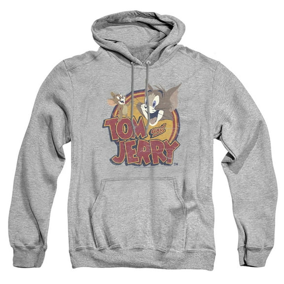 Tom and Jerry Water Damaged Unisex Adult Pull-Over Heather Hoodie, Small, Athletic Heather
