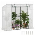 thumbnail image 3 of Outsunny 6.6' x 2.5' x 5.6' Lean-to Small Greenhouse for Outdoors with UV-resistant PE Cover, Walk-in Portable Greenhouse with Roll-up Door, White, 3 of 10