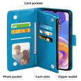 thumbnail image 4 of Compatible with Samsung Galaxy A23 5G/4G Wallet Phone Case and Tempered Glass Screen Protector Flower Faux Leather Flip Credit Card Holder Stand Zipper Cell Cover for A 23 23A 6.6 Women Blue, 4 of 8