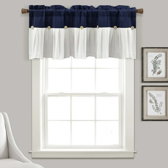 Lush Decor Linen Button Valance - Gray White