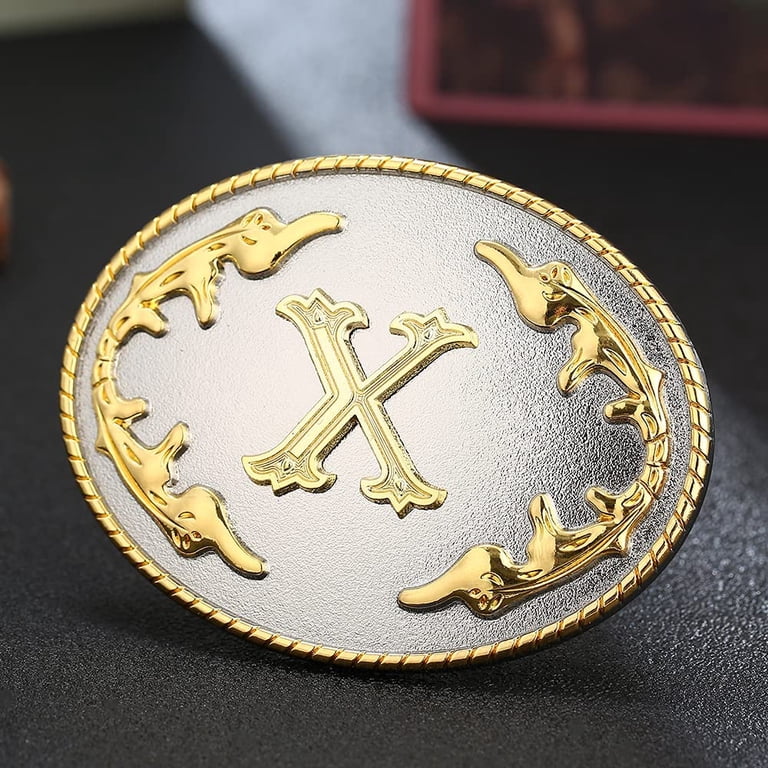 Belt Buckle Men -Western Cowboy Rodeo Gold Large Alphabet  display picture 2