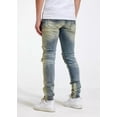 thumbnail image 3 of Crysp Denim Men's Rip & Repair Patchwork Distressed Skinny Fit Denim Jeans (40, Blue Stonewashed), 3 of 5