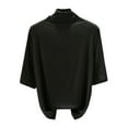 thumbnail image 4 of IYYVV Short Sleeve Shirts for Women Summer Fashion 2025 Turtleneck Shirts Women Casual Solid Loose Comfy Going Out Tops Black XXL, 4 of 4