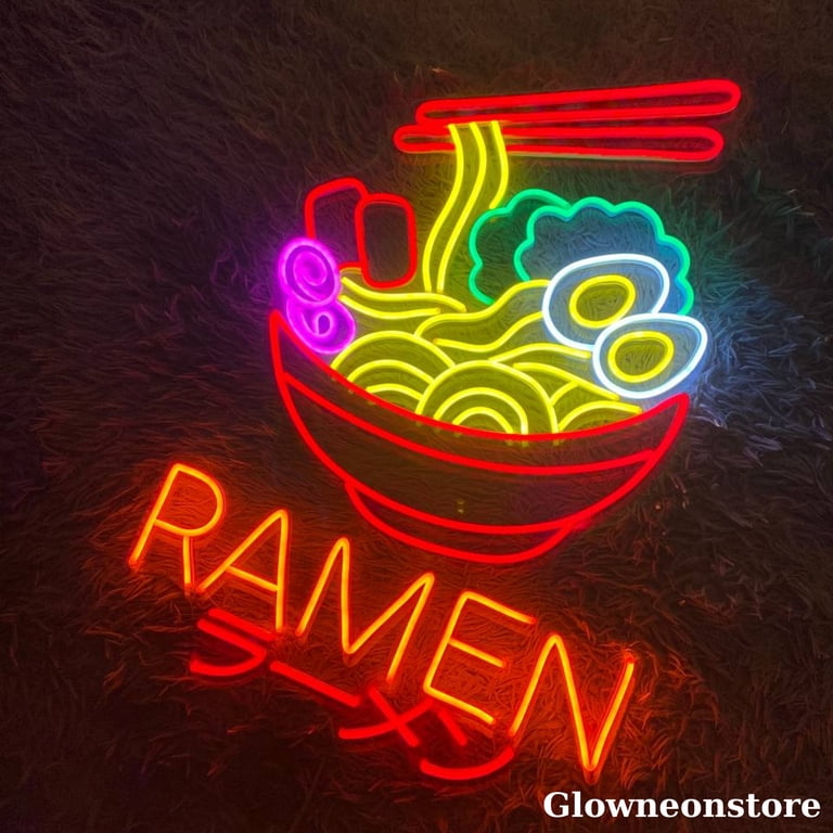 Ramen Neon Teken – Noedels Neonbord – Japanse Wanddecoratie – 11,8x13,4 Inch – USB – Dimbaar – Voor Keuken, Bar, Restaurant