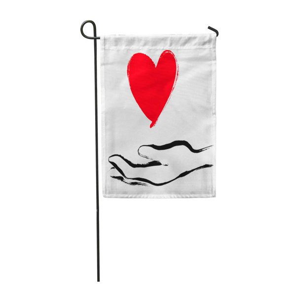NUDECOR Red Casual Heart in Hand Day Love Valentines Victorian Garden Flag Decorative Flag House Banner 12x18 inch