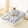 thumbnail image 4 of Manfei Vintage Fish Sketch Twin Sheets, Abstract Art Bedding, White Black, 3pcs, 1 Flat Sheet, 1 Fitted Sheet and 1 Pillowcase, 4 of 6