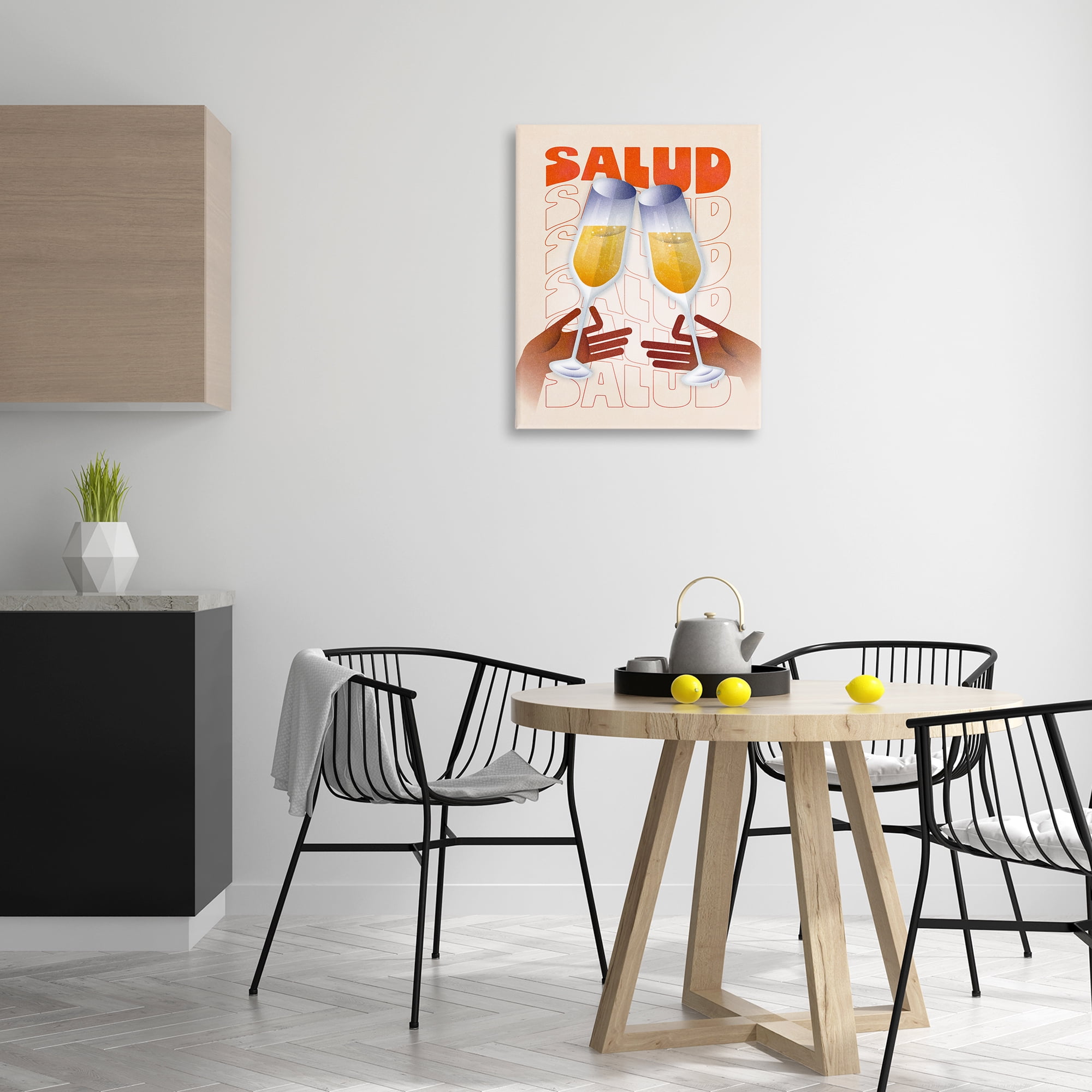 Stupell Industries Salud Cheers Champagne Food & Beverage Painting Wrapped Canvas Art Print Wall Art, 24 x 30