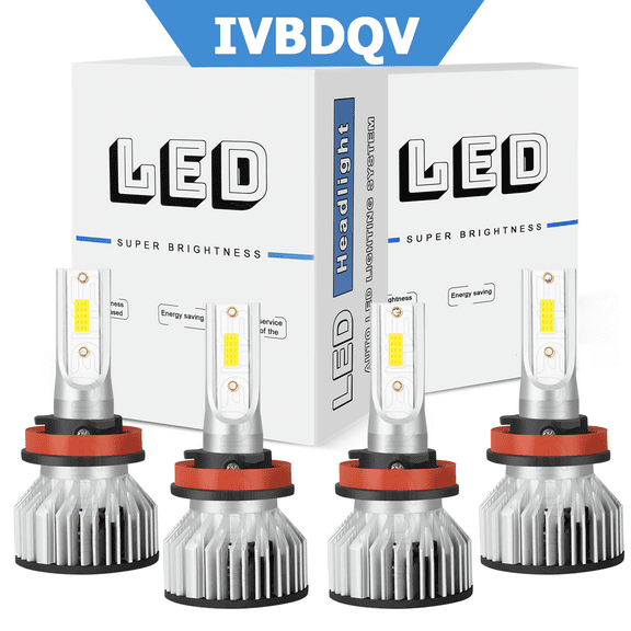 For Volvo S60 2012-2013 LED Headlights Combo 4Pcs H11 High Low Beam Bulb Kits 6000K Bright White