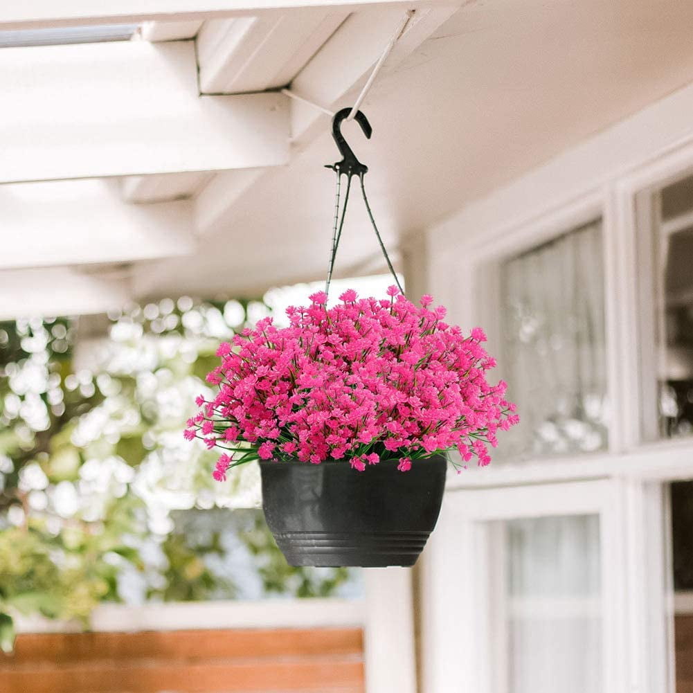 24 Bundles Artificial Flowers Lotus Outdoor Fake Flowers for Decoration UV Resistant No Fade Faux Plastic Plants Garden Porch Window Box Décor (Orchid)