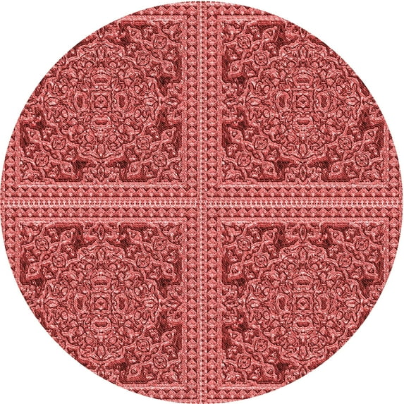 Ahgly Company Indoor Round Patterned Love Red Area Rugs, 6' Round