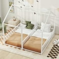 thumbnail image 3 of Harper & Bright Designs Metal Twin Size House Platform Beds, Two Shared Beds with Safety Guardrails, Fun Roof and Window Design, Antique White, 3 of 12
