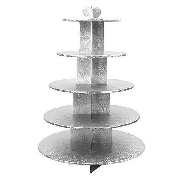Cupcake Stand Round Silver, 5 Tier