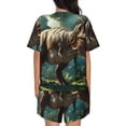 thumbnail image 6 of Fotbe Green Forest Dinosaur Print Pajama Set for Women 2 Piece Loungewear Short Sleeve Tops and Shorts Set Soft Sleepwear-Medium, 6 of 7