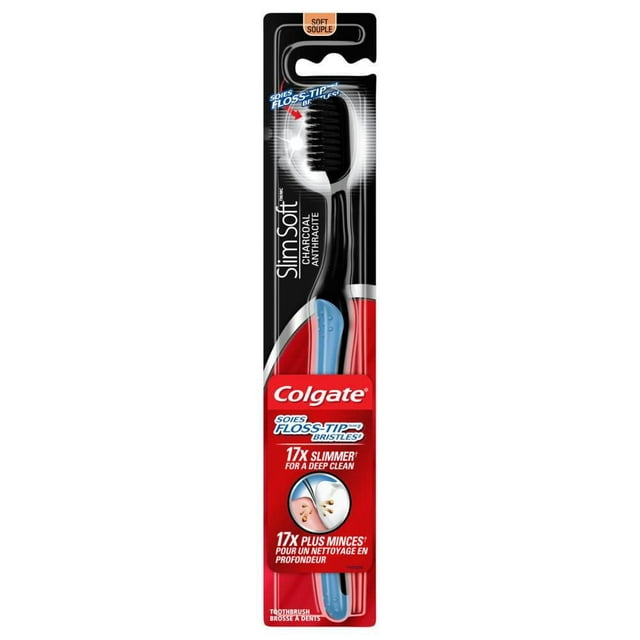 Brosse à dents souple Colgate Slim Soft Anthracite à tête compacte