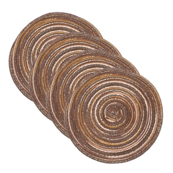 Uxcell 4 Pcs Round Woven Placemats, 7 Inch Braided Washable Placemat Heat Resistant Decorative Place Mat for Kitchen Dining Table Countertop, Gradient Brown