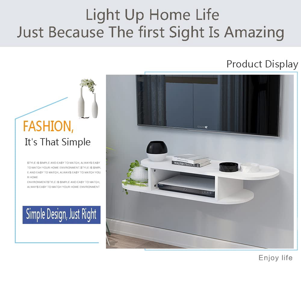 BiJun Floating TV Stand Wall Mounted for TVs up to 55”(White)