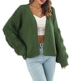 thumbnail image 3 of Women Casual Oversized Sweaters Open Front Batwing Long Sleeve Chunky Knit Cardigan Outerwear Coats Army Green S, 3 of 8