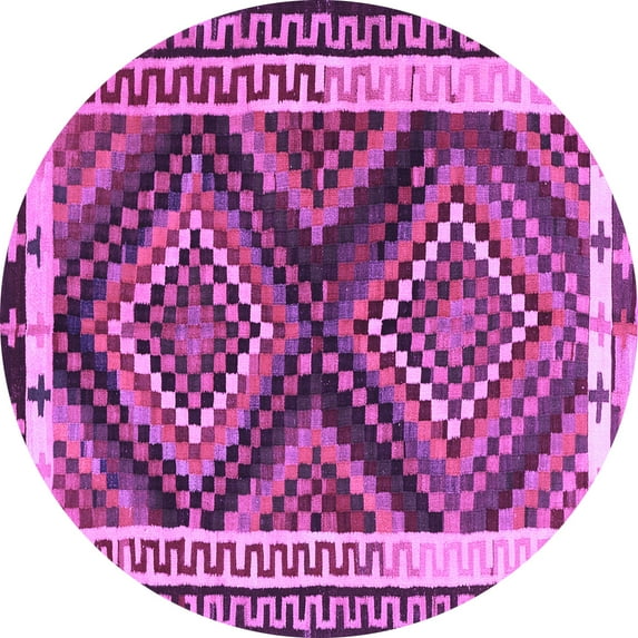 Ahgly Company Indoor Round Southwestern Purple Country Area Rugs, 4' Round