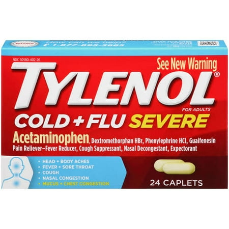 Tylenol Cold + Flu Severe Caplets, 24 Ct - Walmart.com