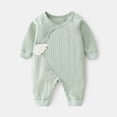 thumbnail image 2 of Hwmodou Baby Bodysuits Girls Cotton Blend Romper Zipper Long Sleeve Romper Jumpsuit Fall Winter Cute Baby Outfits,0-1M, 2 of 3