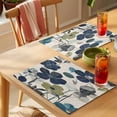 thumbnail image 4 of Navy Blue Green Floral Placemats Set of 12 Vintage Botanical Leaves Place Mats Indoor Wipeable Table Mats Washable Cloth Dining Table Placemats for Kitchen Holiday Party Home Decor 13x19 Inch, 4 of 9