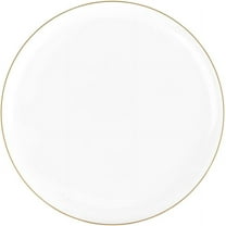 (120 PACK) EcoQuality 10.6" inch Round White Plastic Plates with Gold Rim Design - Disposable China Like Party Plates, Heavy Duty Dinner Plates, Salad Plate, Dessert, Wedding, Serveware