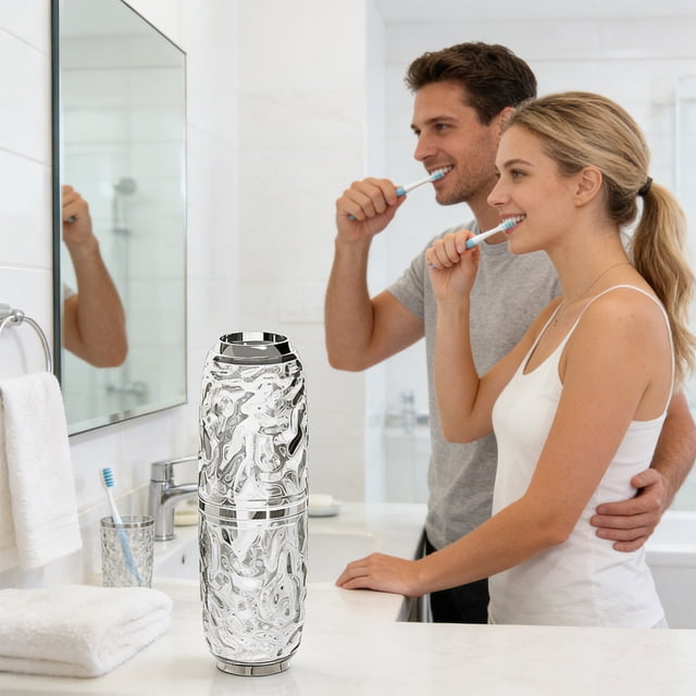 Soporte para cepillos de dientes | Organizador de baño de 2 piezas para guardar cepillos de dientes y pasta dental | Juego de tazas de viaje de plástico para el hogar, la oficina o el camping