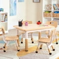 thumbnail image 3 of Ourlova Modern Kids Adjustable 31.5" Table and 4 Chair Set with Non-Slip Desk Legs & Graffiti Desktop Preschool Activity Kids Table Set, 3 of 6
