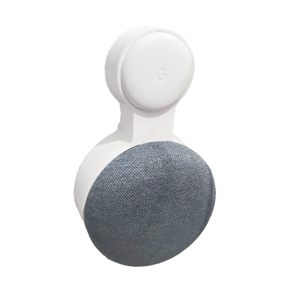 2 Pack,White,Wall Mount for Google Nest Mini (2nd Gen) Bracket Holder,Space-Saving,Perfect Cord Management,No Messy Wires or Screws,Sturdy Voice Assistant Wall Mount