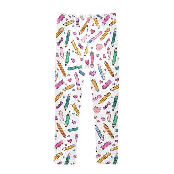 Pencils and Hearts Printed Leggings Yoga Pants for in 4t to 10t