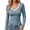 Light Blue, variant on Women's Lace Trim V-Neck Ribbed Long Sleeve Top Ghalytn Form-Fitted Casual Slim Basic Layering Shirt