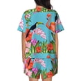 thumbnail image 6 of Fuzoiu Tropical Jungle Flamingo Print Women's Short-Sleeved Pajama Set,Lounge Sleepwear Set,Womens Pajama Sets 2 Piece,Button-Up Top and Shorts with Pockets-4X-Large, 6 of 7