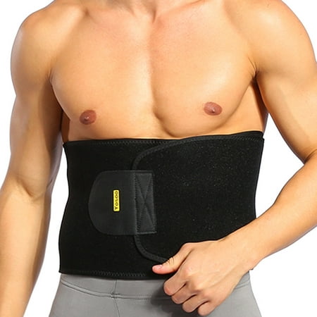 Walfront Premium Men Belly Waist Shaper Belt Abdomen Tummy Trimmer Cincher Girdle Burn Fat Body Sweat Wrap for Stomach and Back Lumbar Support for (Best Workout For Cutting Belly Fat)