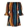 thumbnail image 4 of Henpk Summer Dresses for Women Striped T Shirt Dress Casual Midi Dress Short Sleeve Sundress with Pockets Fashion Summer Sexy Casual Off Shoulder Printing Bell Sleeve Dresses Blue M, 4 of 5