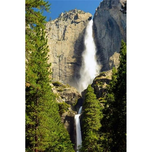 Posterazzi PDDUS05MHE0111 Upper & Lower Yosemite Falls Merced River Yosemite Np California Print by Michel Hersen