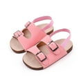 thumbnail image 2 of BOBOGOJP Kid Sandals Boys Girls Comfort Cork Footbed Summer Slides Sandals Toddler Adjustable Buckle Slip-On Sandal Open Toes Casual Flat for Little Kid/Big Kid Red for 4, 2 of 7