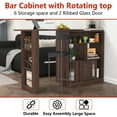 thumbnail image 4 of MOONMISS Walnut 3 Storage Shelves Rotating Top Modern Bar Cabinet with 6 Storage space and 2 Ribbed Glass Door, 4 of 6