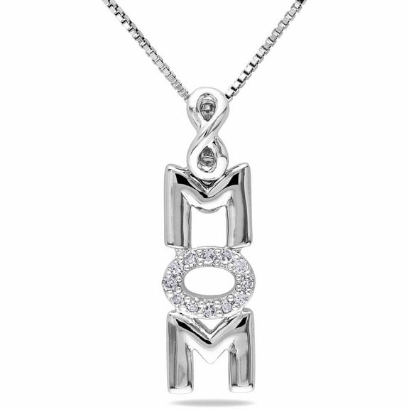 Everly Women's "Mom" Diamond Sterling Silver Necklace -18"
