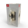 thumbnail image 4 of 2-Light Matte Brass Wall Sconce with Ribbed Glass Shade, 4 of 8