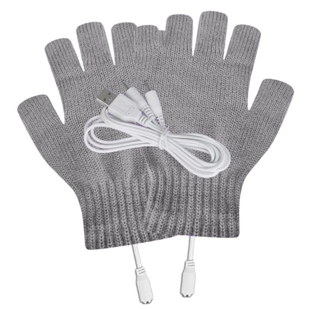 USB patrón de rayas Calefacción sin dedos de punto de lana Manos Guantes calientes Guantes para Mujeres Hombres Niñas Niños USB Guantes de calefacción