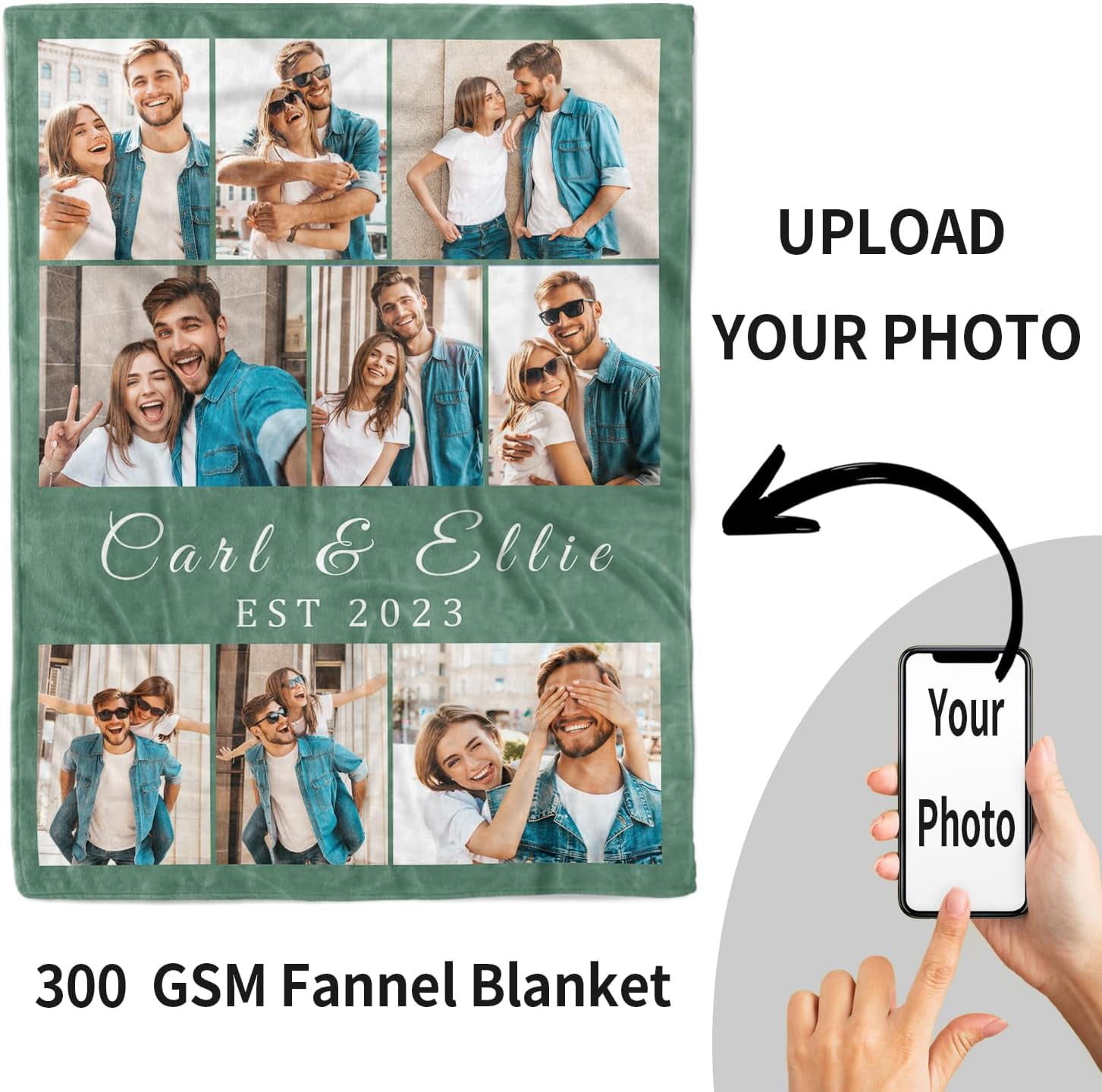 Custom Blanket with Photo Personalized Blankets and Throws Picture Blanket for Birthday Christmas Valentine Customized Gifts for Mom Dad Couple Girlfriend Boyfriend Wife Husband