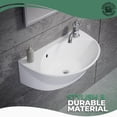 thumbnail image 4 of Small Wall Mounted Bathroom Sink 17" White Ceramic Oval Basin Porcelain Coated Floating Vessel Sink w/Overflow and Single Faucet Hole Renovators Supply, 4 of 13