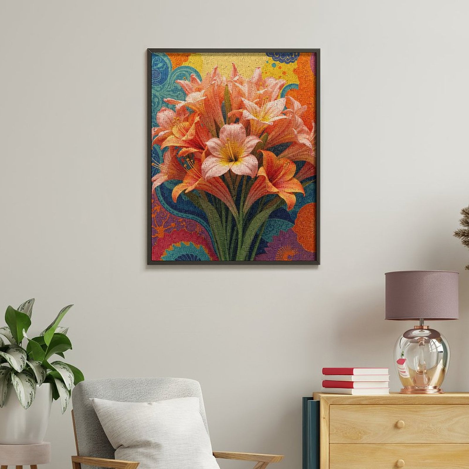 Paint By Numbers Kit for Adults Beginner - Vibrant Floral Bouquet Art Background DIY Canvas Painting Kits for Adults, Frameless Paint By Number for Adults for Home Wall Decor 16x20 Inch